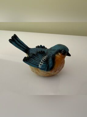 Blue and Orange Decorative Bird Figurine